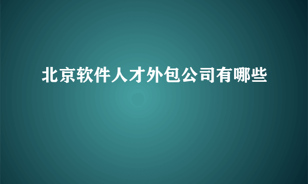 北京软件人才外包公司有哪些