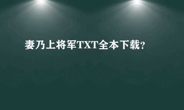 妻乃上将军TXT全本下载？