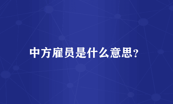 中方雇员是什么意思？