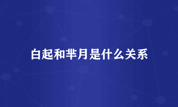 白起和芈月是什么关系
