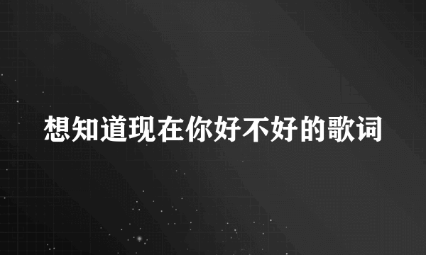 想知道现在你好不好的歌词