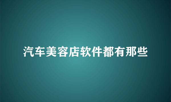 汽车美容店软件都有那些