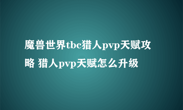 魔兽世界tbc猎人pvp天赋攻略 猎人pvp天赋怎么升级