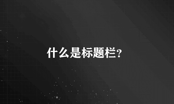 什么是标题栏？