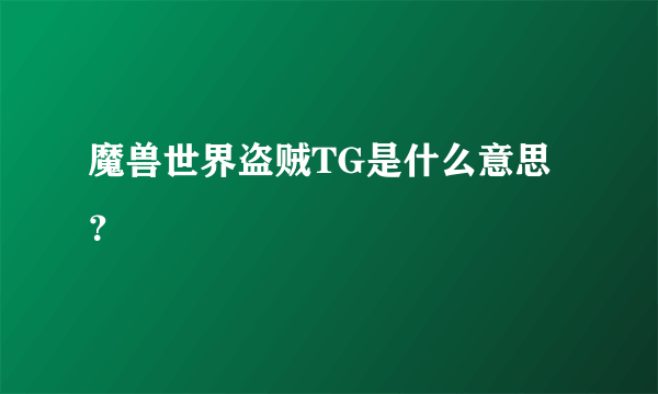 魔兽世界盗贼TG是什么意思？