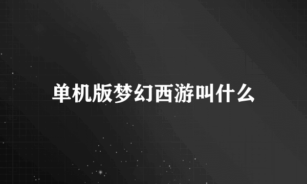 单机版梦幻西游叫什么