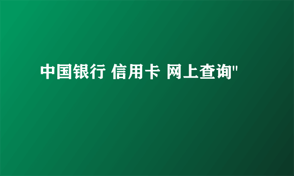 中国银行 信用卡 网上查询