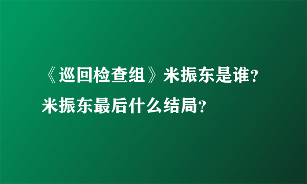 《巡回检查组》米振东是谁？米振东最后什么结局？