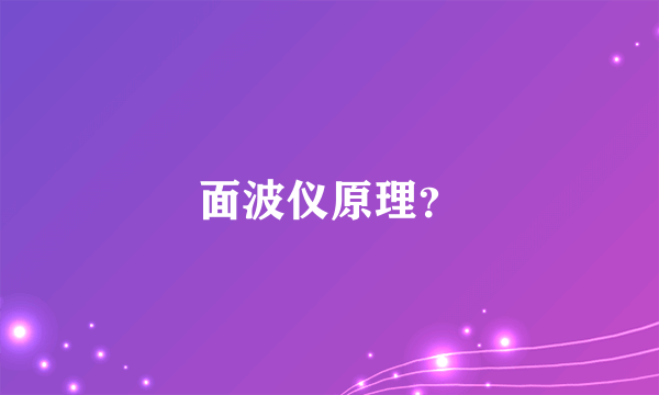 面波仪原理？