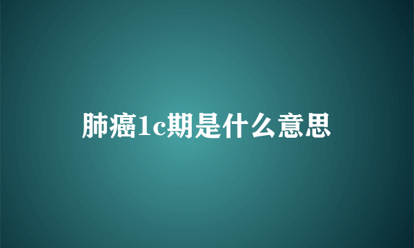 肺癌1c期是什么意思