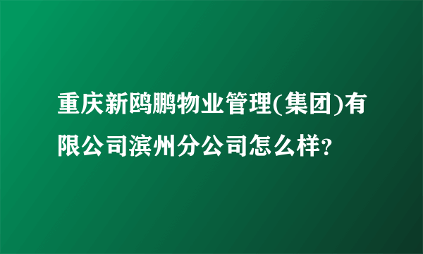 重庆新鸥鹏物业管理(集团)有限公司滨州分公司怎么样？