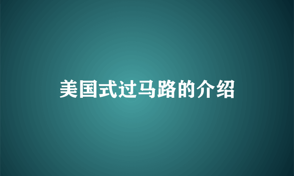 美国式过马路的介绍