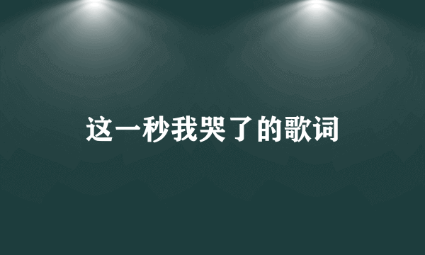 这一秒我哭了的歌词
