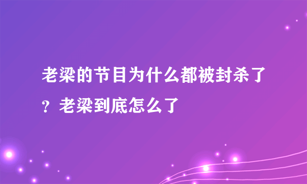 老梁的节目为什么都被封杀了？老梁到底怎么了