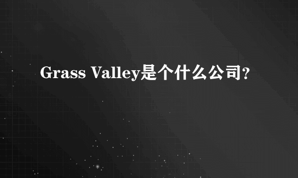 Grass Valley是个什么公司？