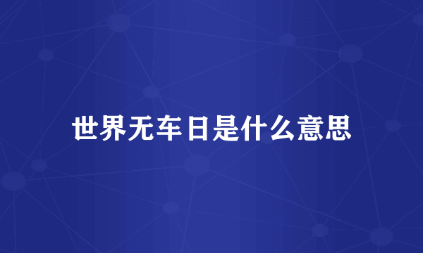 世界无车日是什么意思