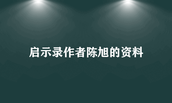 启示录作者陈旭的资料