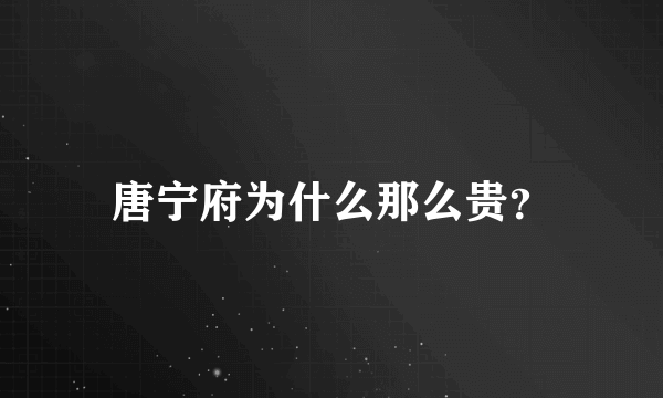 唐宁府为什么那么贵？
