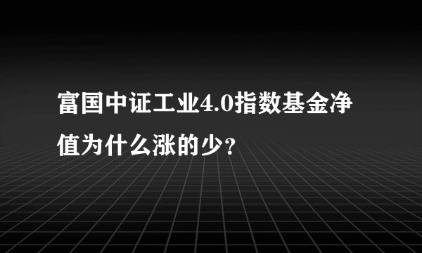 富国中证工业4.0指数基金净值为什么涨的少？