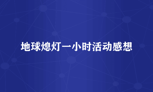 地球熄灯一小时活动感想