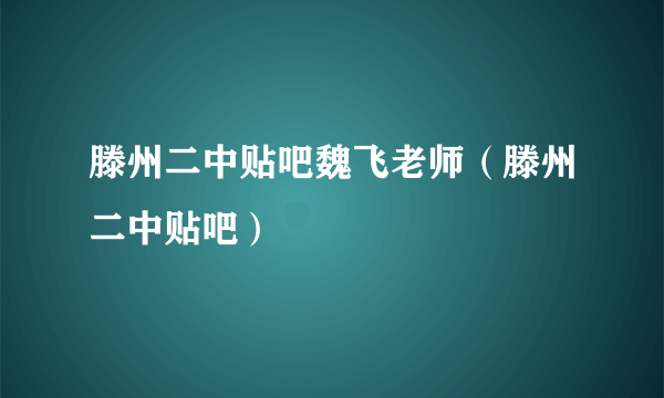 滕州二中贴吧魏飞老师（滕州二中贴吧）