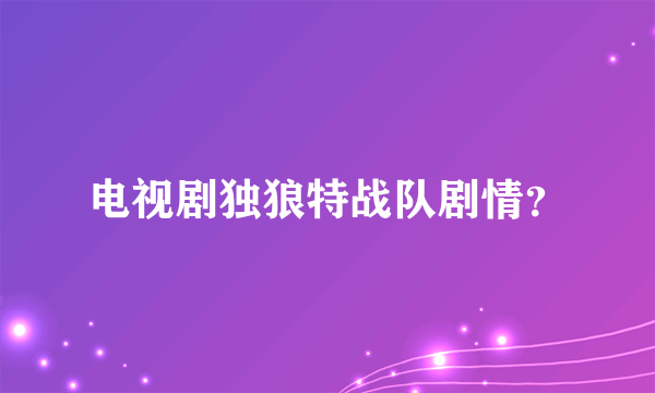 电视剧独狼特战队剧情？