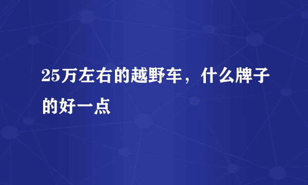 25万左右的越野车，什么牌子的好一点
