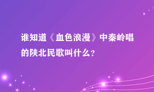 谁知道《血色浪漫》中秦岭唱的陕北民歌叫什么？