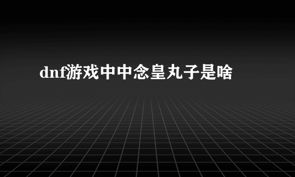 dnf游戏中中念皇丸子是啥