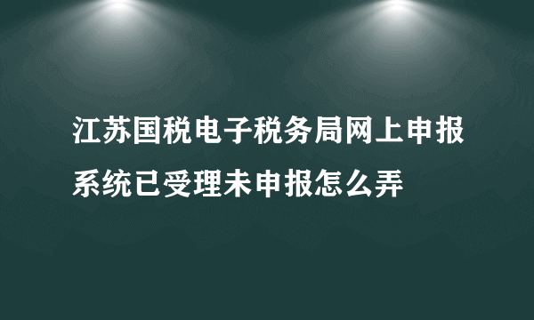 江苏国税电子税务局网上申报系统已受理未申报怎么弄