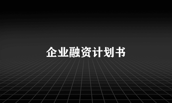 企业融资计划书
