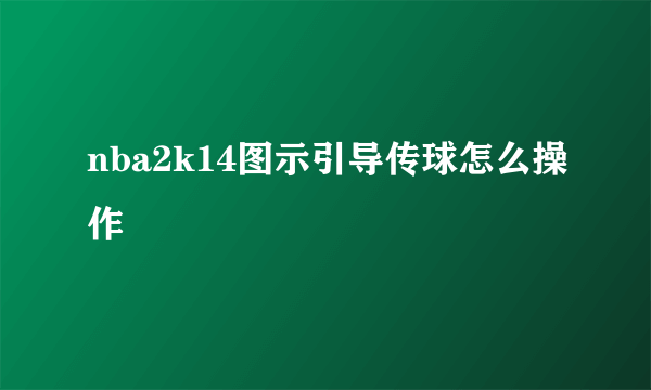nba2k14图示引导传球怎么操作