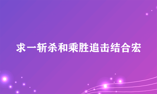 求一斩杀和乘胜追击结合宏