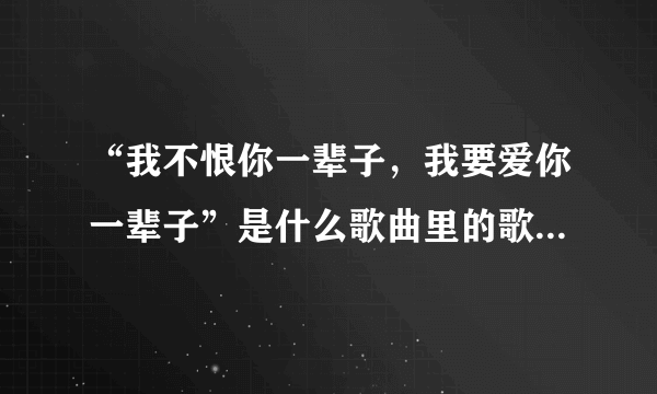 “我不恨你一辈子，我要爱你一辈子”是什么歌曲里的歌词？谢谢！