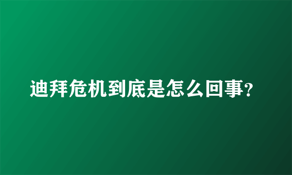 迪拜危机到底是怎么回事？