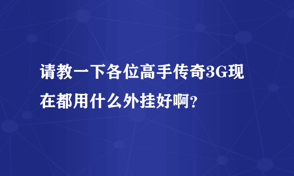 请教一下各位高手传奇3G现在都用什么外挂好啊？