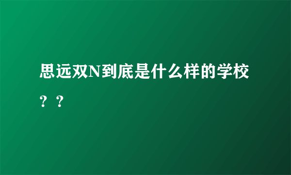 思远双N到底是什么样的学校？？