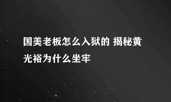 国美老板怎么入狱的 揭秘黄光裕为什么坐牢