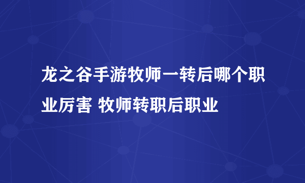 龙之谷手游牧师一转后哪个职业厉害 牧师转职后职业