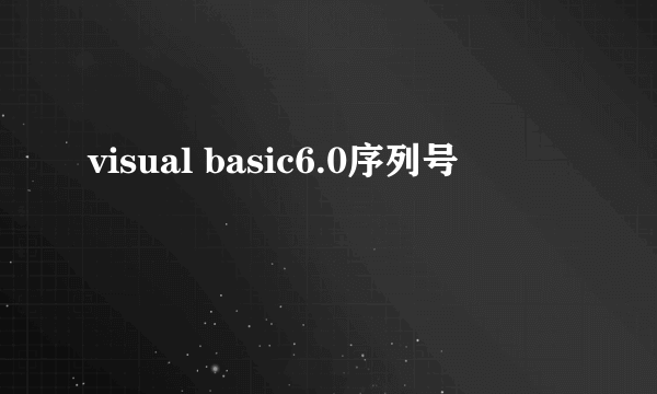 visual basic6.0序列号