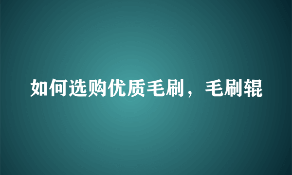 如何选购优质毛刷，毛刷辊
