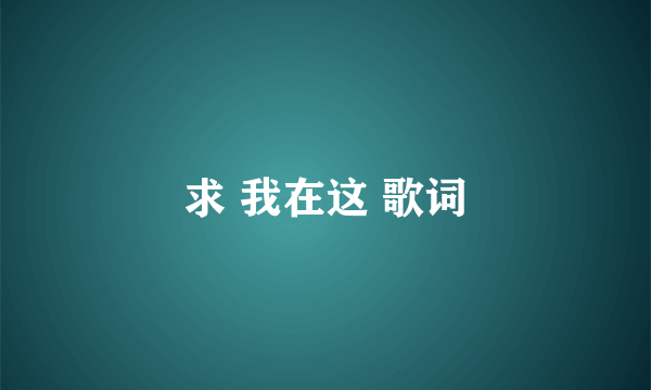 求 我在这 歌词