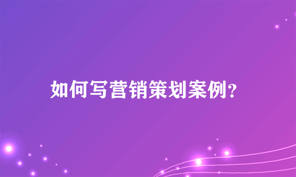 如何写营销策划案例？