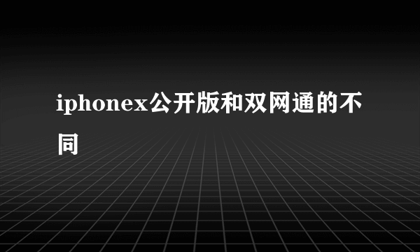 iphonex公开版和双网通的不同