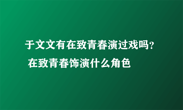 于文文有在致青春演过戏吗？ 在致青春饰演什么角色