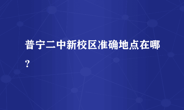 普宁二中新校区准确地点在哪？