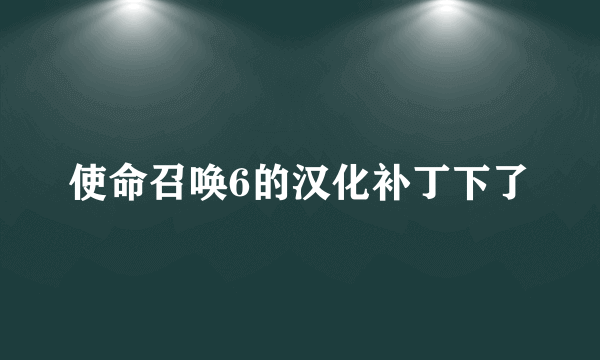 使命召唤6的汉化补丁下了