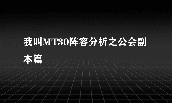 我叫MT30阵容分析之公会副本篇