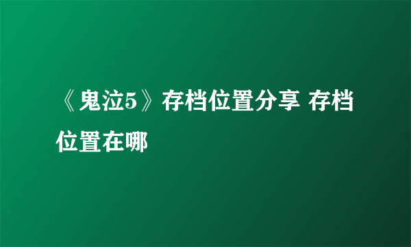 《鬼泣5》存档位置分享 存档位置在哪