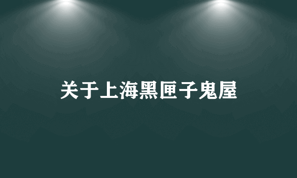 关于上海黑匣子鬼屋